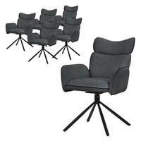 ESSZIMMERSTÜHLE 6er Set drehbar Anthrazit mit Stoffbezug - Anthrazit/Schwarz, Textil/Metall (63/89/68cm) - ML-DESIGN