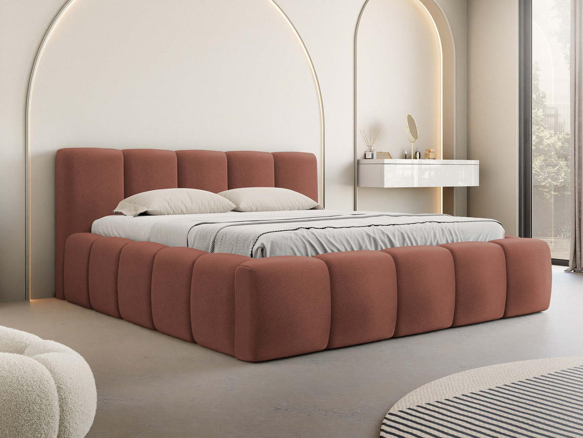 POLSTERBETT Kevson - Rosa, Holzwerkstoff/Textil (140/200cm) - MIRJAN24