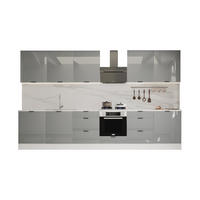 KÜCHENZEILE – 360 cm – KU-SA03 – Lunara – Grau Hochglanz – ohne E-Geräte - Grau, Holzwerkstoff (360/204/52cm) - hi-markt