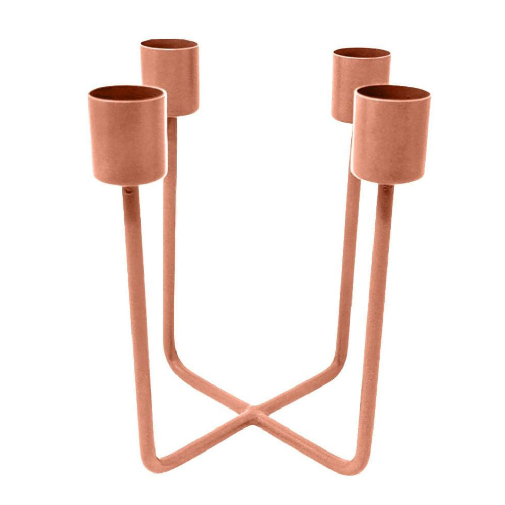 KERZENSTÄNDER Quattra aus Eisen in Kupfer 12,5/14,5 cm - Kupferfarben, Metall (12.5/14.5/12.5cm) - LaLe Living