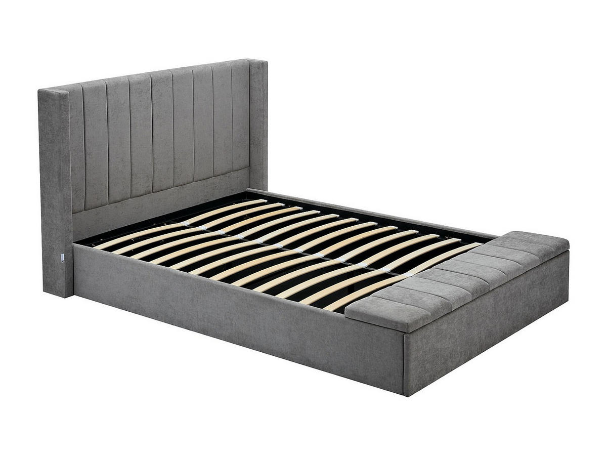 BETT mit Bettkasten - 2 Personen - Stoff - Grau - - Grau, Textil (180/200cm) - Vente-Unique