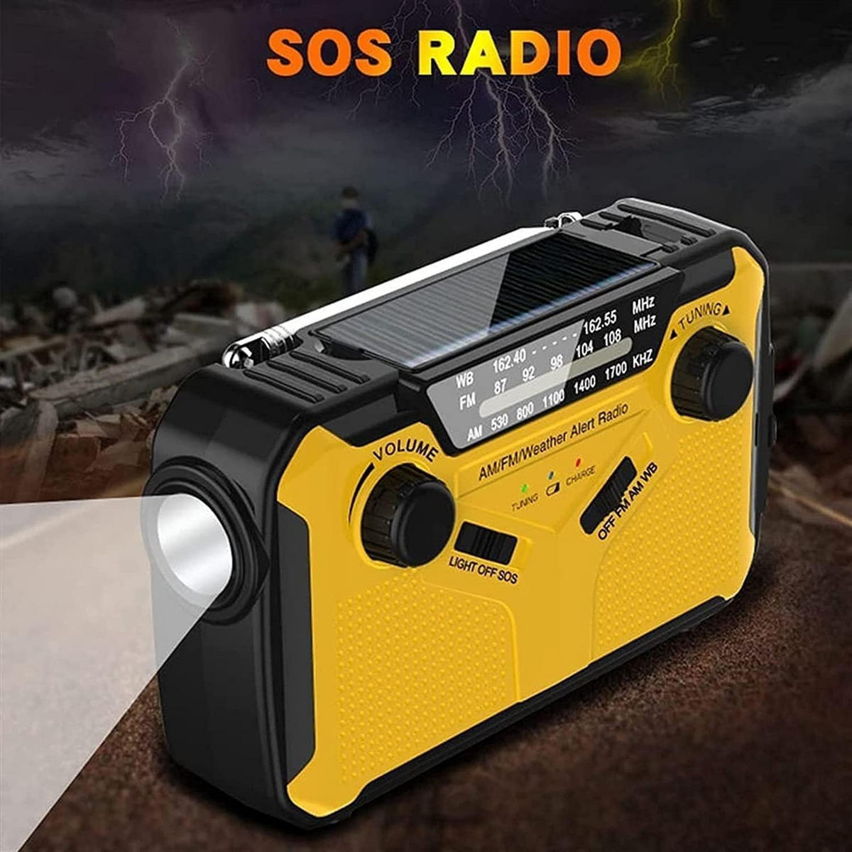 RADIO – FM/AM – Tragbare Powerbank/Handkurbelgenerator/Solarstrom – Gelb - Gelb, Kunststoff (15.5/4.2/9.4cm)