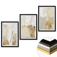 WANDBILDER 3er-Set - 40x60 cm Schwarzer Rahmen - Abstrakte Muster beige weiß - Schwarz, Kunststoff (40/60cm) - ArtPrintCave