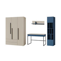 JUGENDZIMMER-SET LIMA A 4-teilig in Kaschmir/Meeresblau - Kaschmir/Blau, Holzwerkstoff (305/195/60cm) - Deine Möbel 24