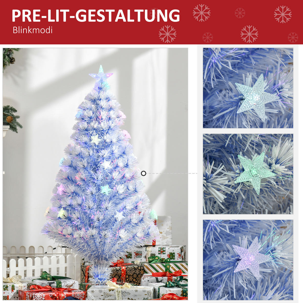 WEIHNACHTSBAUM, 120 cm, PVC, Metall, Weiß+Blau - Multicolor, Kunststoff (120cm) - HOMCOM