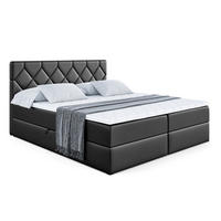 BOXBETT mit Matratze H4 und Lattenrost - CATOR - 200 x 200 - Schwarz Hochglanz - Schwarz Hochglanz, Holzwerkstoff (200/200cm) - ALTDECOR