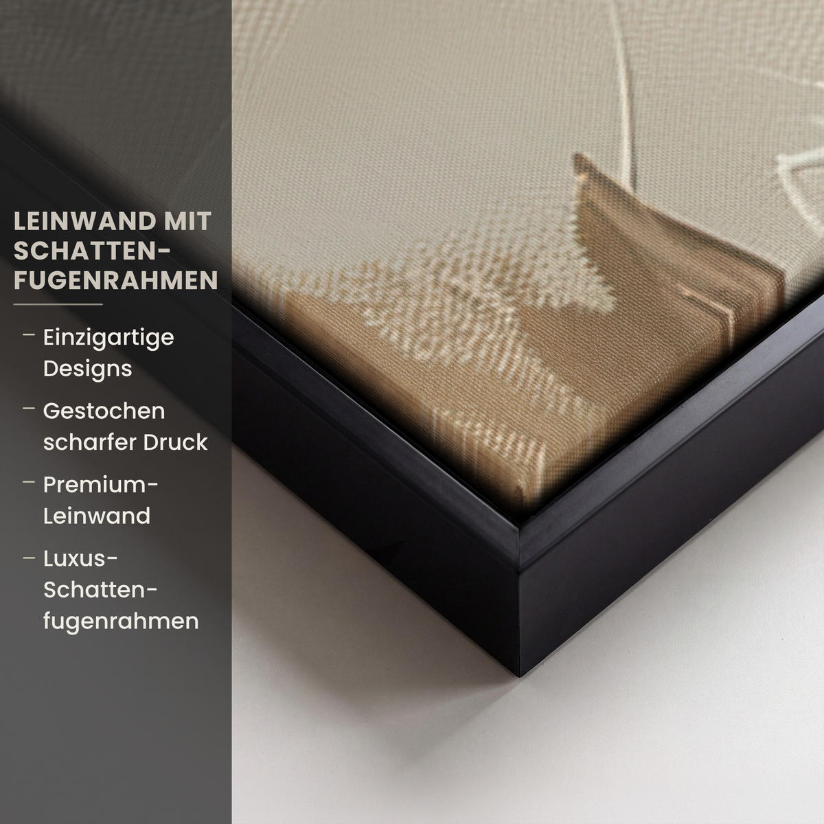LEINWAND Bilder mit Rahmen - Frau - Farbe - Abstrakt - Beige - Modern - 90x90 - Sandfarben, Textil (90/90cm) - MuchoWow