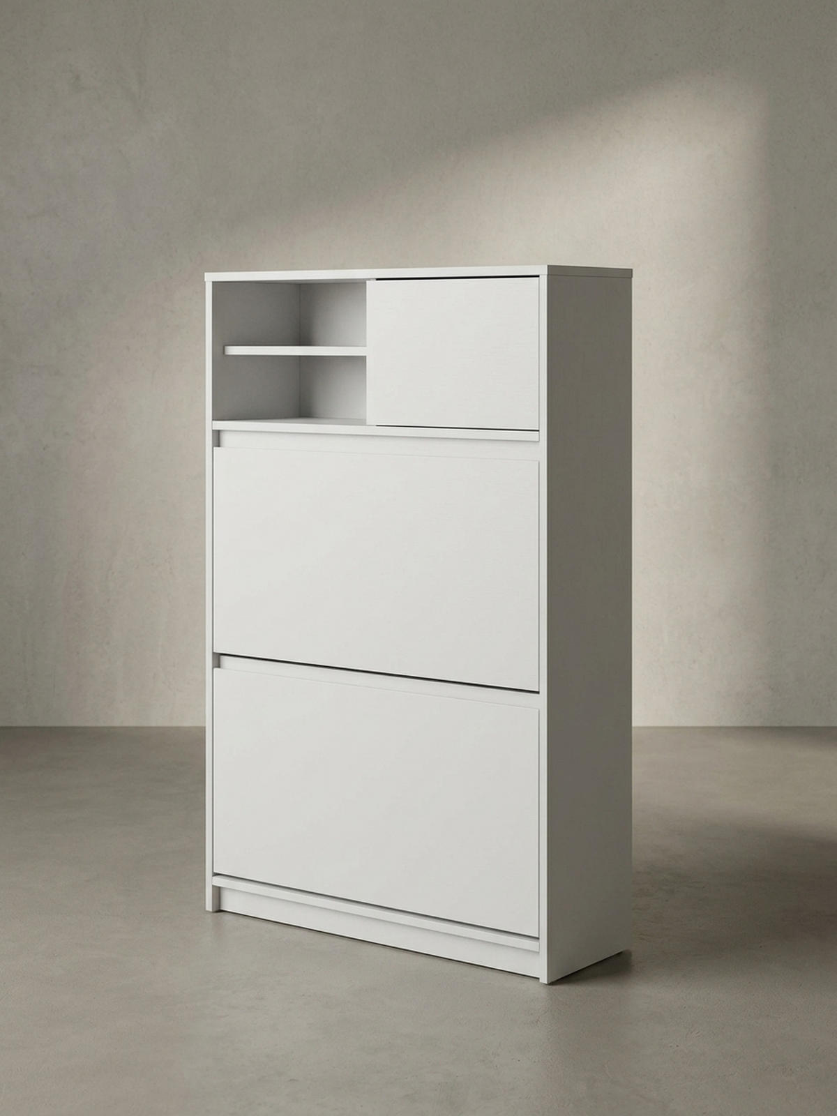 SCHUHSCHRANK – Weiß, 71x110x24 cm, Schuhkipper geschlossen, mit Ablage - Weiß, Metall (71/110/24cm) - KADIMA DESIGN