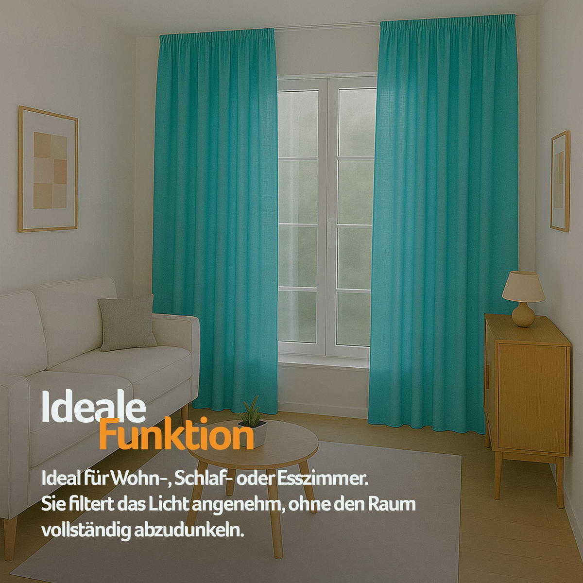 GARDINE Universalband "blickdicht" 2er Pack Türkis 140x175 cm - Türkis, Textil (140/175cm) - Bestlivings