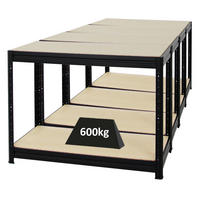 WERKBANK Dino 4er-Set mit 4x höhenverstellbar 90x120x60 cm Traglast 600 kg Schwarz - Schwarz, Metall (480/90/60cm) - PROREGAL
