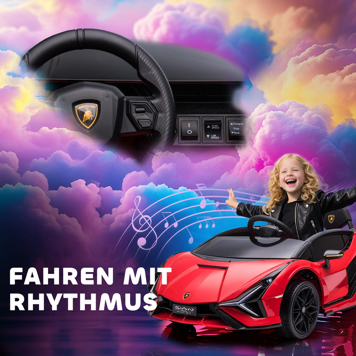 KINDERFAHRZEUG SUV-Auto-Spielzeug mit Fernbedienung Musik Rot - Rot, Metall (108/62/40cm) - HOMCOM