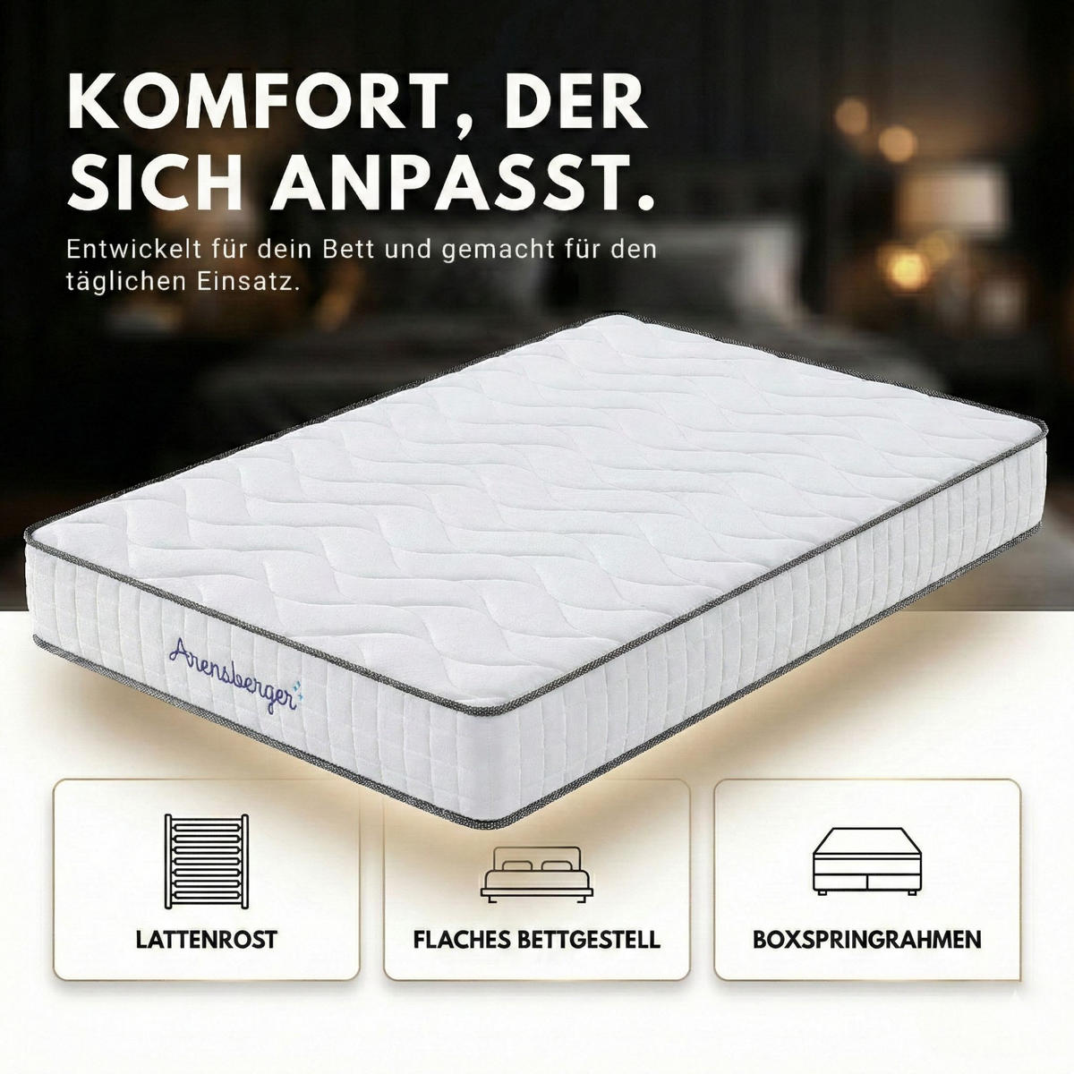 TASCHENFEDERKERN Matratze JANA, 120x200cm - Weiß, Textil (120/200cm) - Arensberger