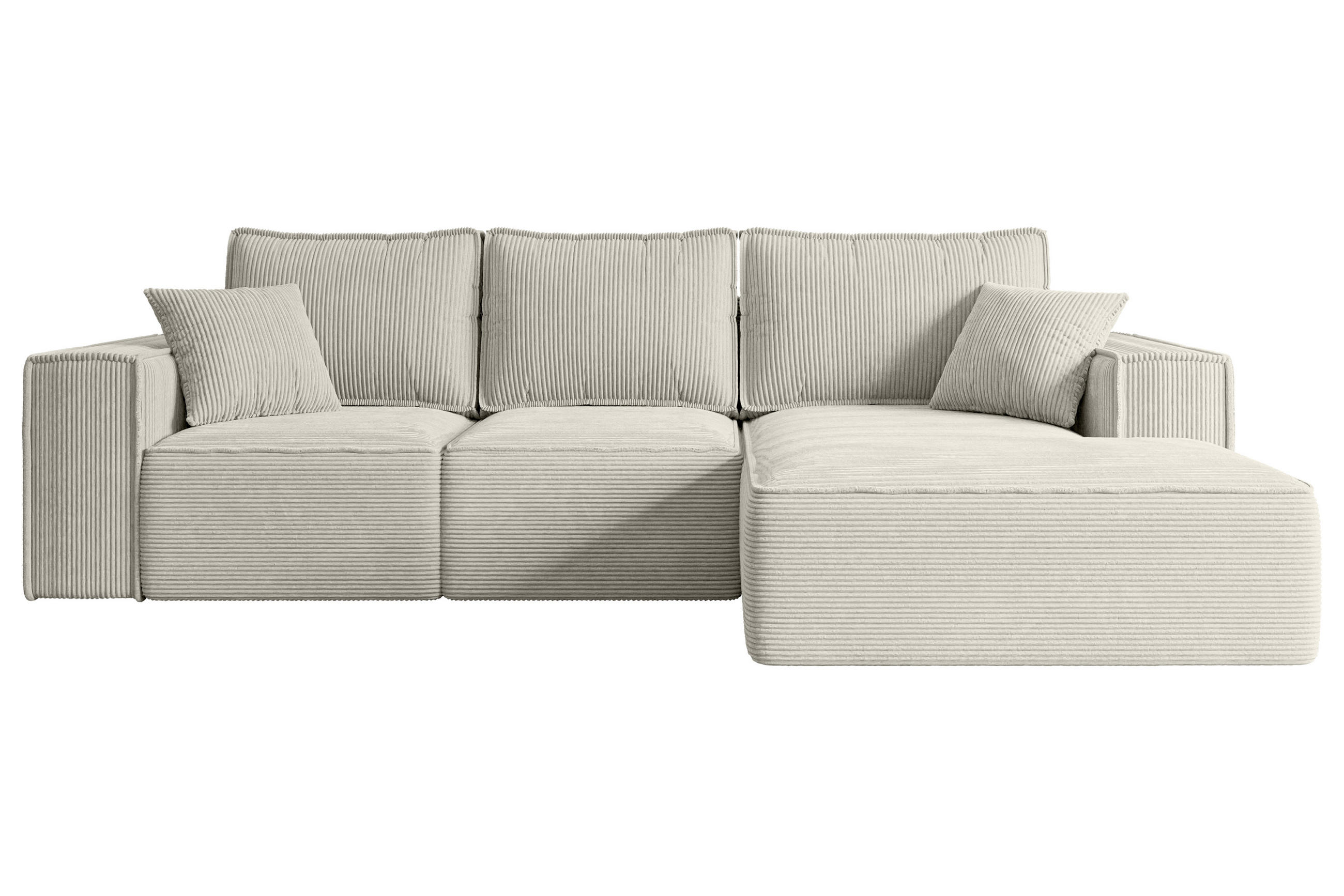 ECKSOFA mit Schlaffunktion und Bettkasten SERRA-L-S - 266x161x87 cm Hellgrau Cord - Hellgrau/Schwarz, Holzwerkstoff/Kunststoff (266/161cm) - ALTDECOR