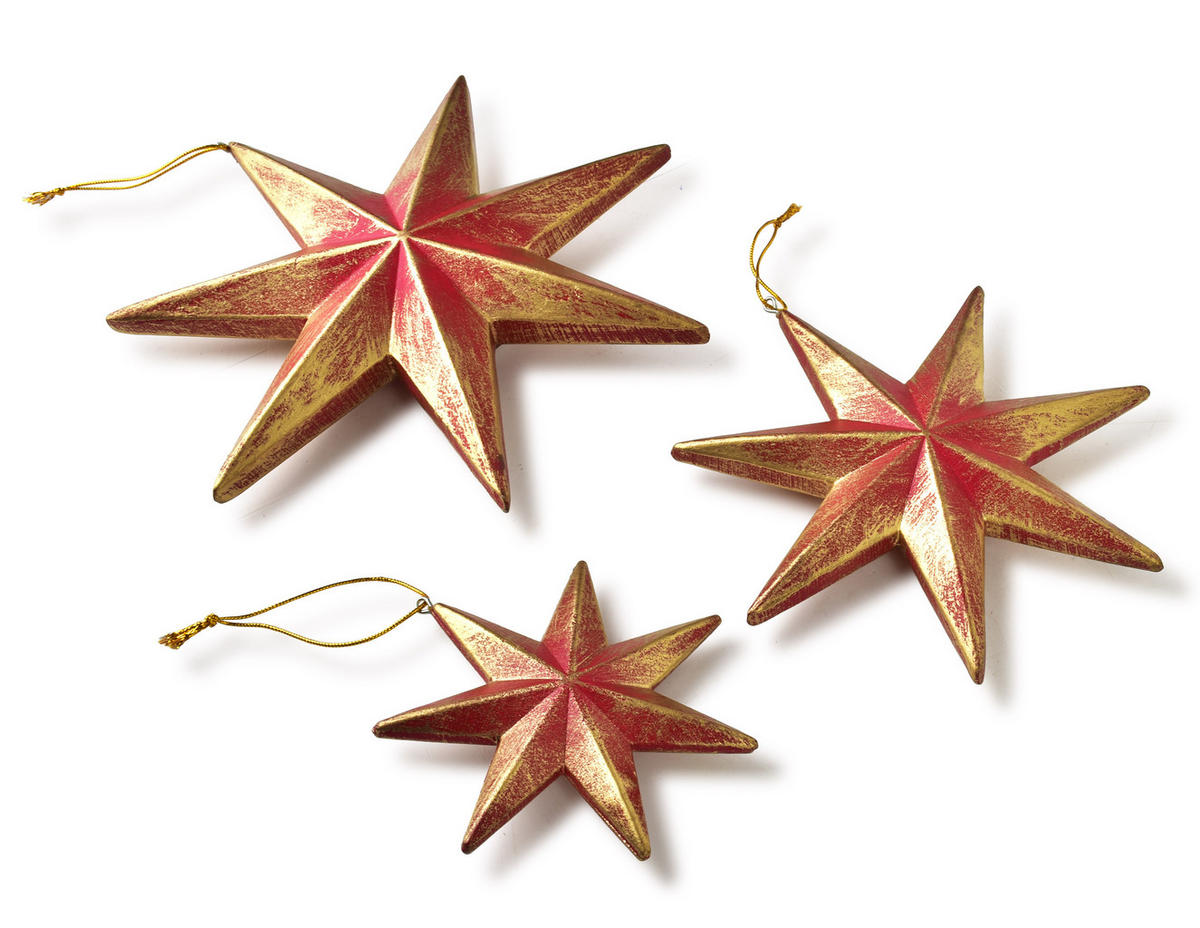 DEKOSTERNE Santa Lila 3-tlg Rot MDF - Rot, Holz (11/24/24cm) - Mondex