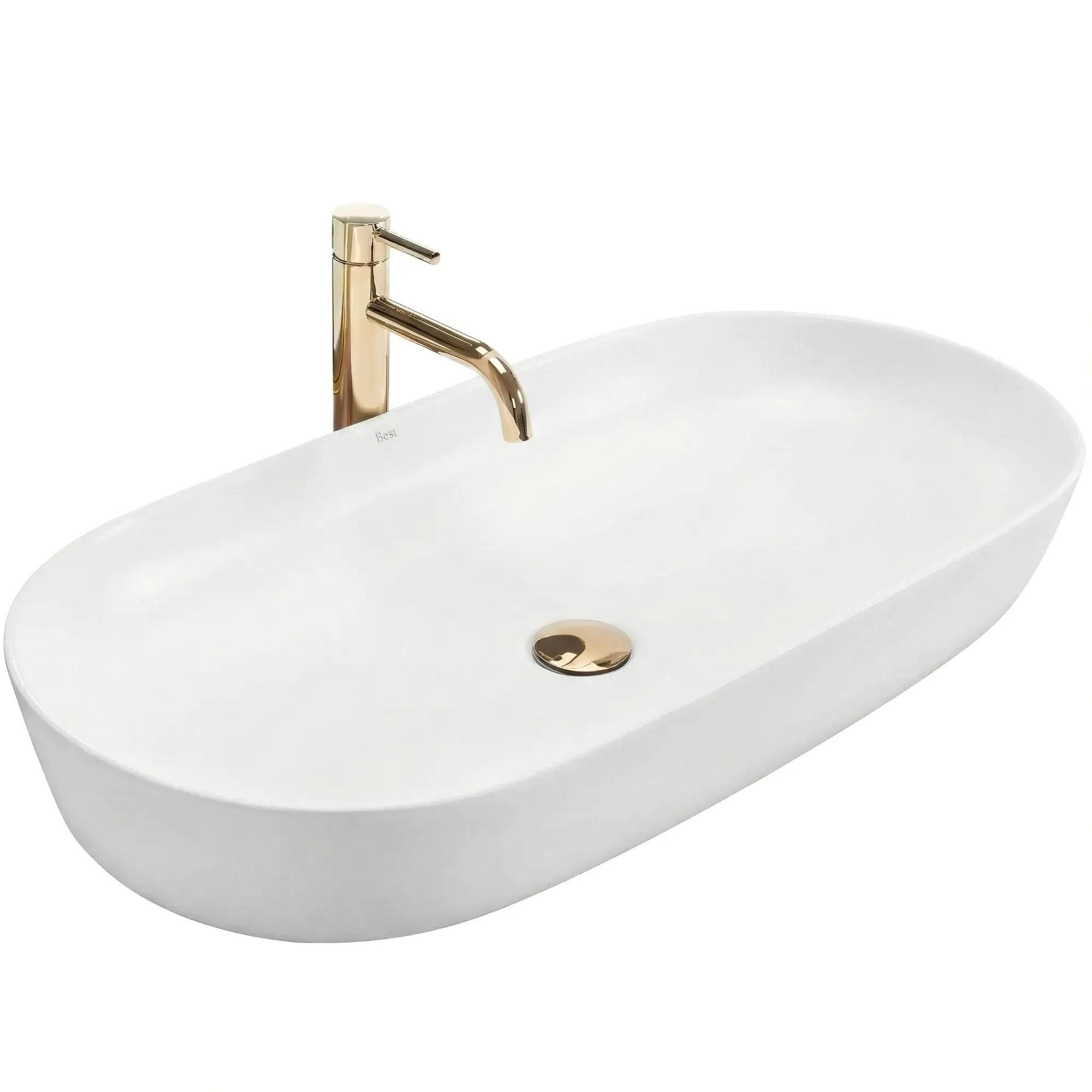 AUFSATZWASCHBECKEN Rea Cleo 81 White Rea - Weiß, Keramik (41/13.5/81cm) - REA