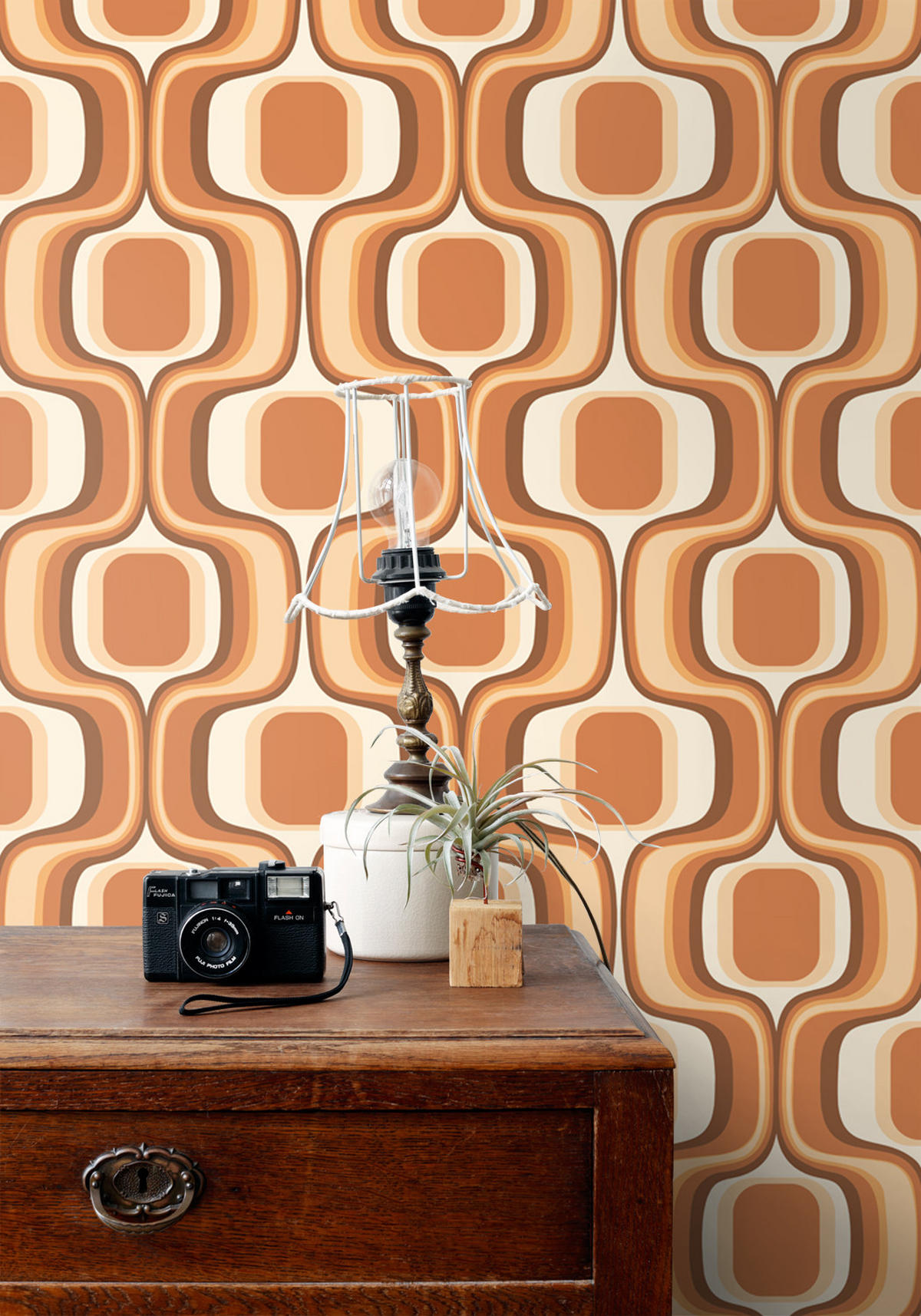 TAPETE Retro-Ornamente 50 x 900 cm - Orange, Papier (50/900cm) - ESTAhome