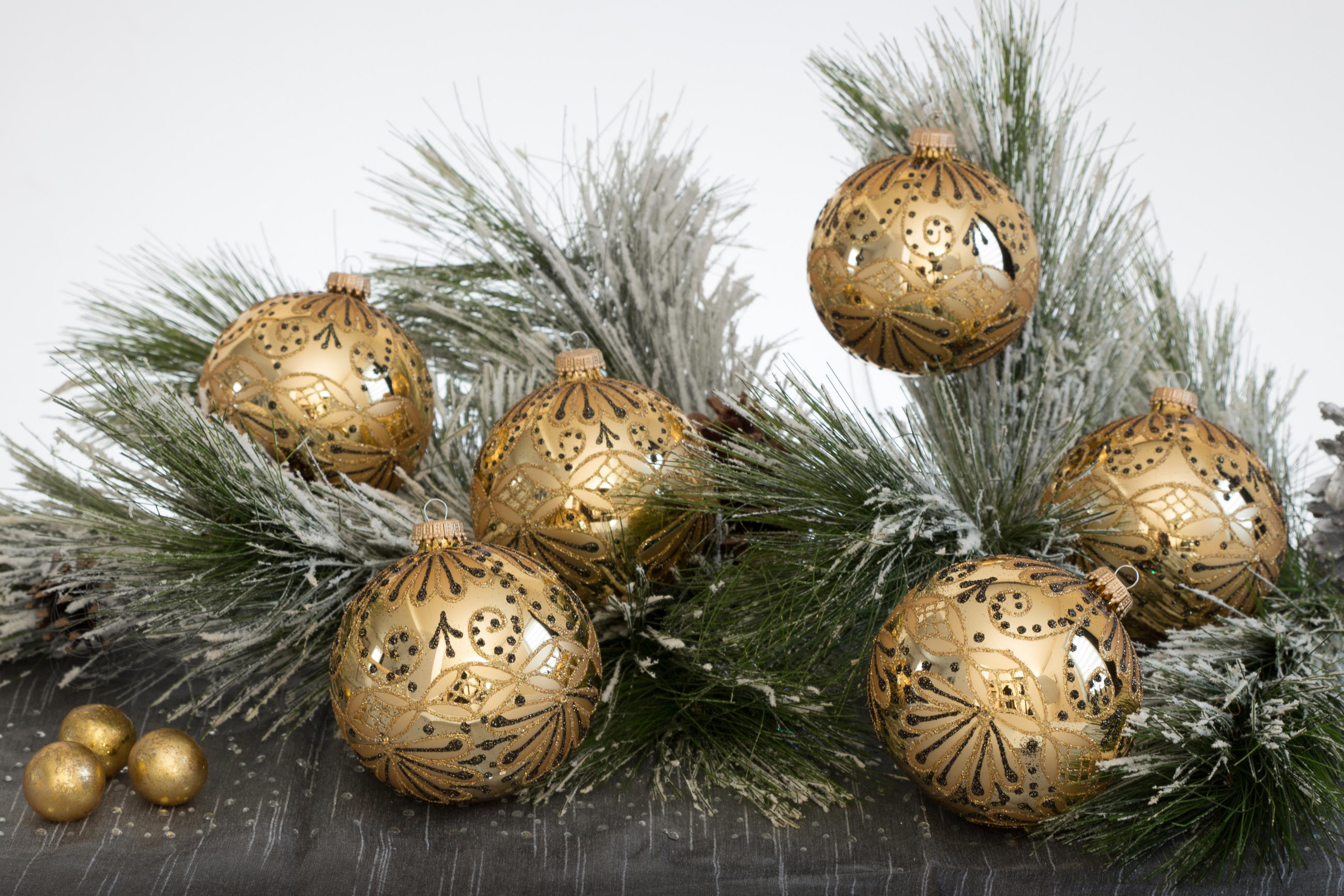 CHRISTBAUMKUGELN Garten Eden Goldfarbig 10cm (Glas / 4 Stk.) - Goldfarben, Glas (10/10/10cm) - Krebs Glas Lauscha