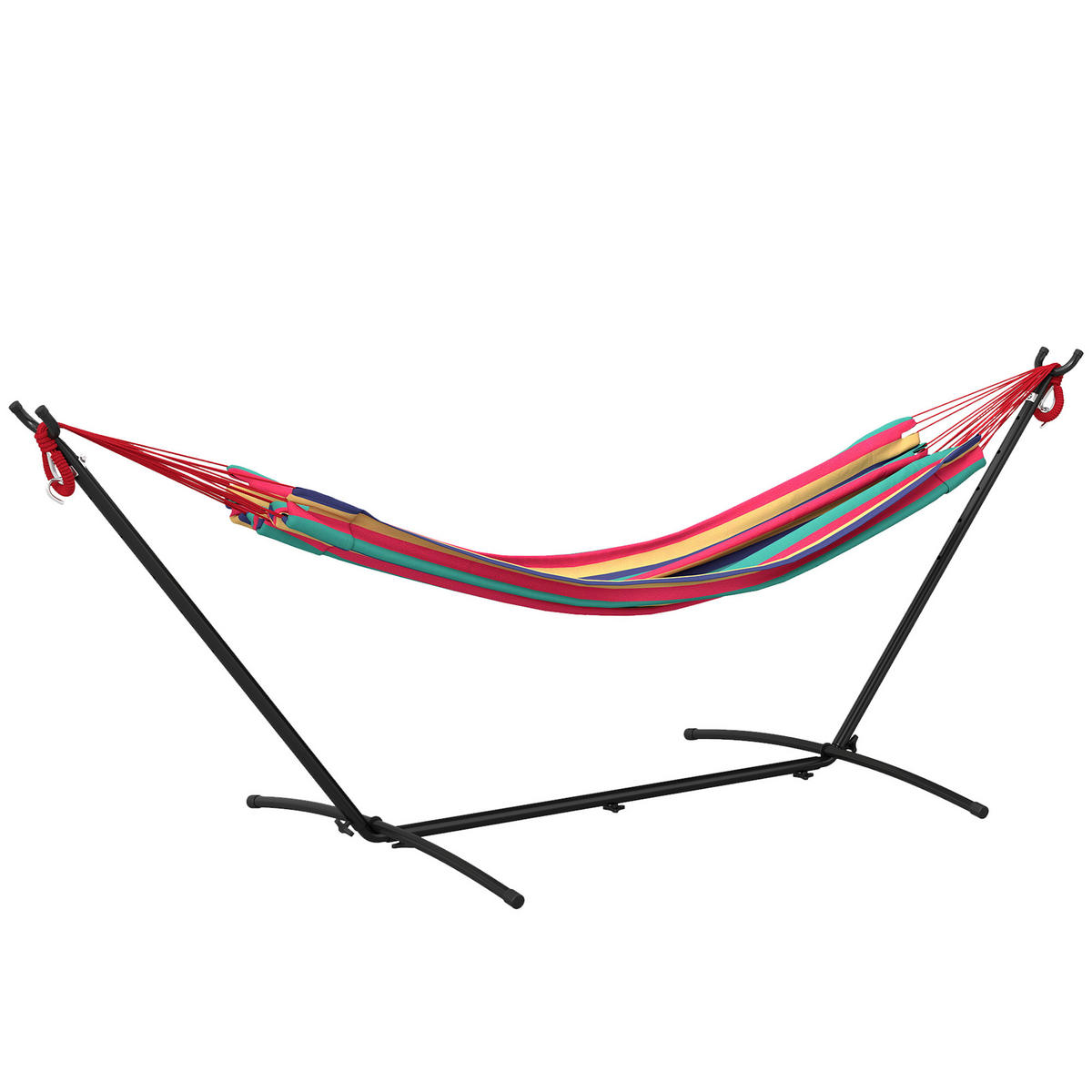 HÄNGEMATTE mit Gestell DE-13559 120 kg, höhenverstellbar Mehrfarbig - Rot, Metall (117/105/310cm) - ComfortXL