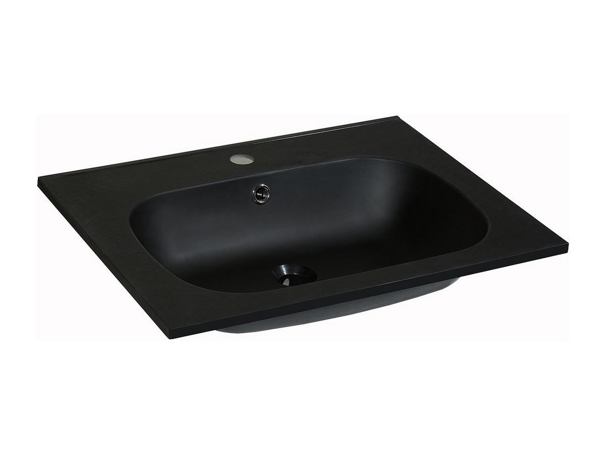 EINBAUWASCHBECKEN - 60 cm x 46 cm - Harz - Schwarz - OKIWA - Schwarz, Kunststoff (60/14.5/46cm) - Vente-Unique