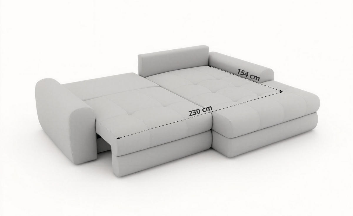 ROHOVÁ SEDAČKA ARELIA L - Krémová Hrubě tkaná žinylka - Pravá - černá/krémová, textil/plast (205/292cm) - MKS
