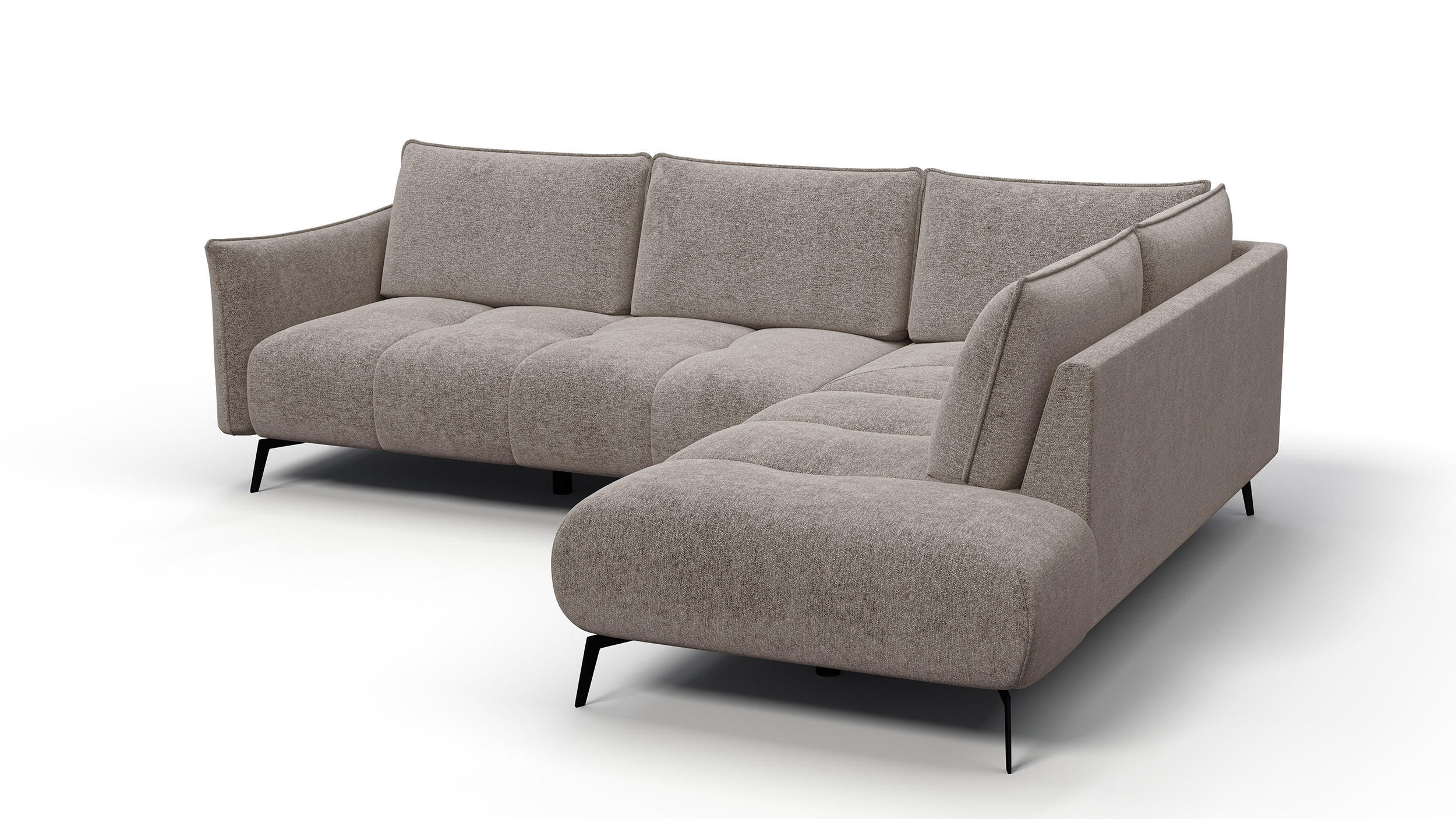 ECKSOFA AERA 5-Sitzer rechts, dunkelbeige - Beige/Schwarz, Holz/Textil (268/206cm) - Courtois Laville