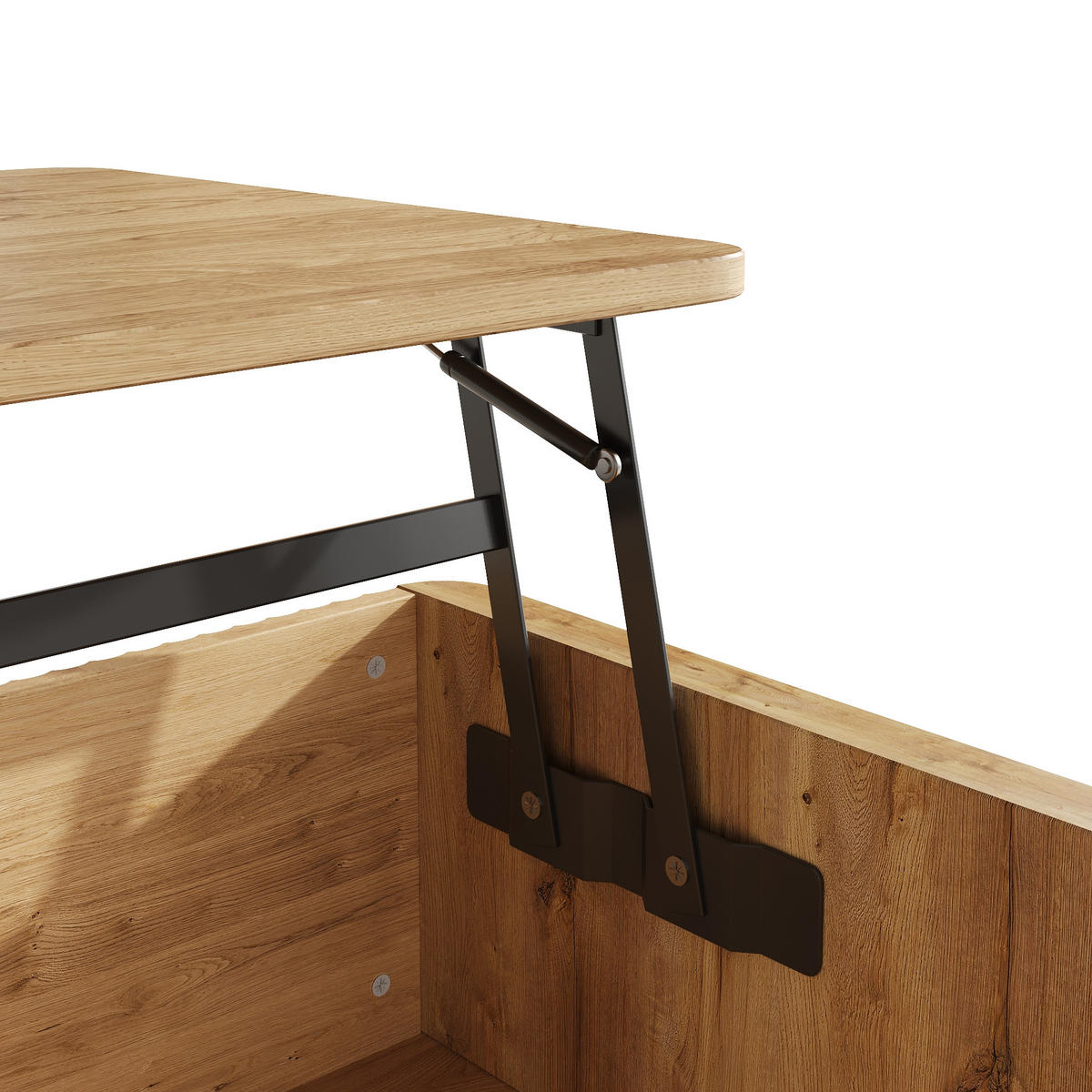 COUCHTISCH in Natur aus MDF – mit Wellenoptik, Stauraum und offenem Seitenfach - Naturfarben, Holzwerkstoff (48/95/50cm) - CHICFURN