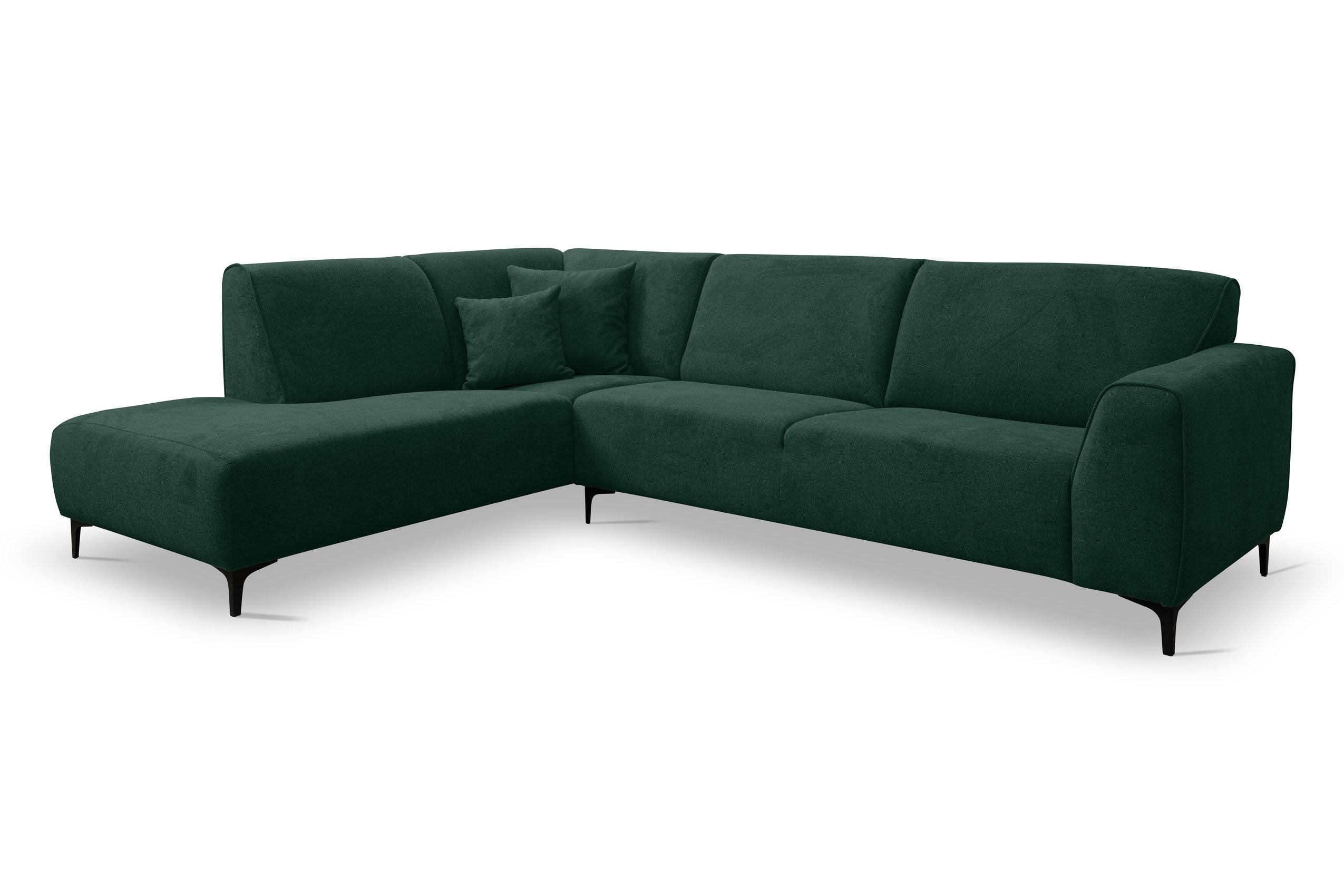 ECKSOFA Mula in L-Form, Coach Farbe: Grün, Velourstoff, Ottomane Links - Grün, Textil (210/274cm) - VENASI MÖBEL