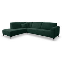 ECKSOFA Mula in L-Form, Coach Farbe: Grün, Velourstoff, Ottomane Links - Grün, Textil (210/274cm) - VENASI MÖBEL