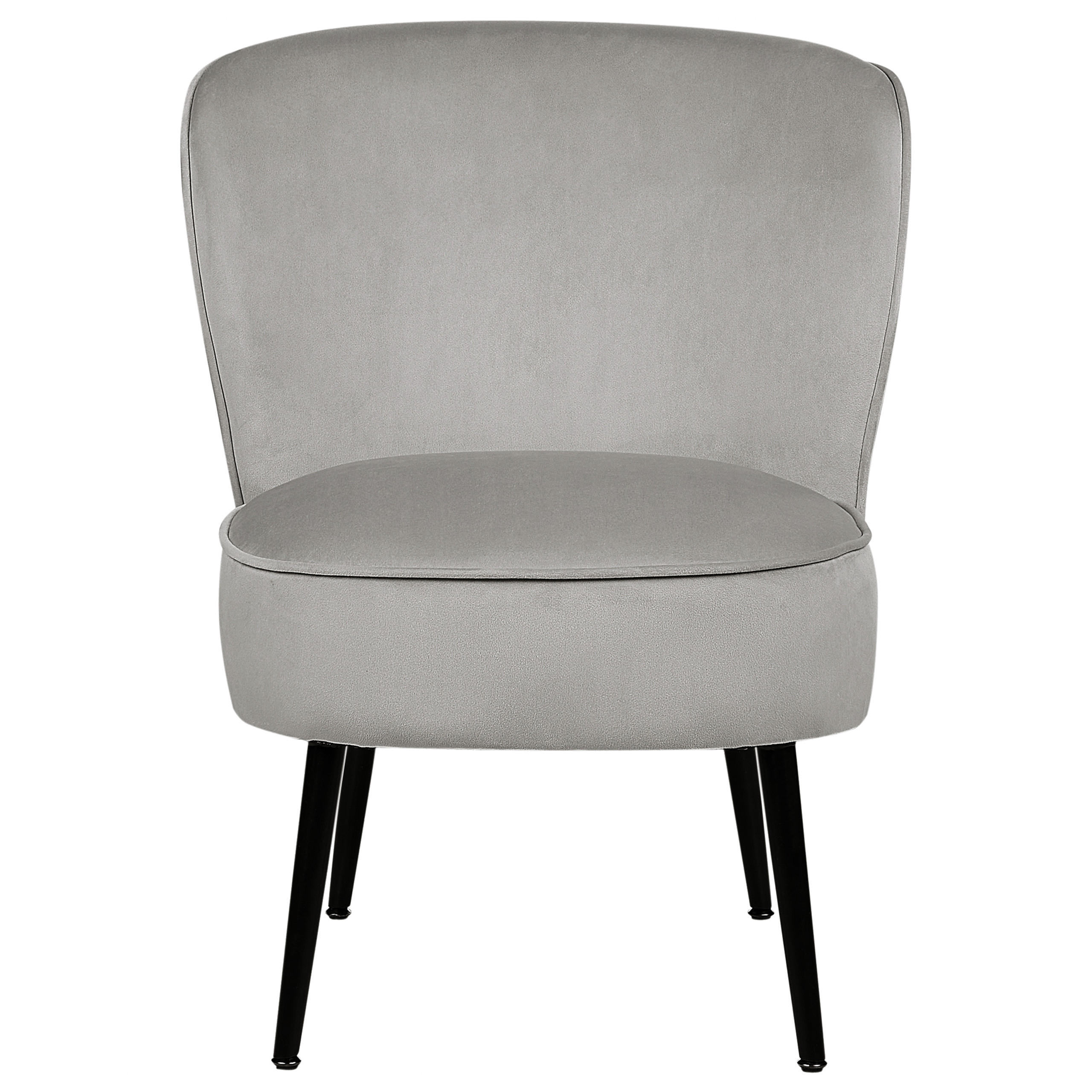 SESSEL Samtstoff hellgrau/schwarz Voss - Schwarz/Grau, Textil (60/76/52cm) - Beliani