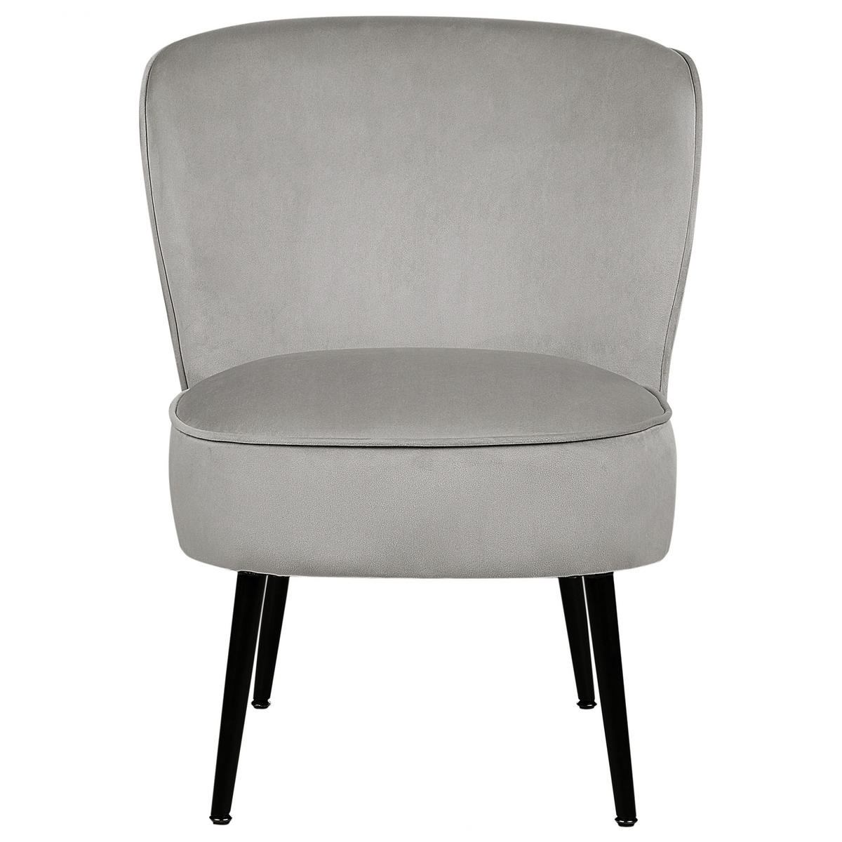 SESSEL Samtstoff hellgrau/schwarz Voss - Schwarz/Grau, Textil (60/76/52cm) - Beliani
