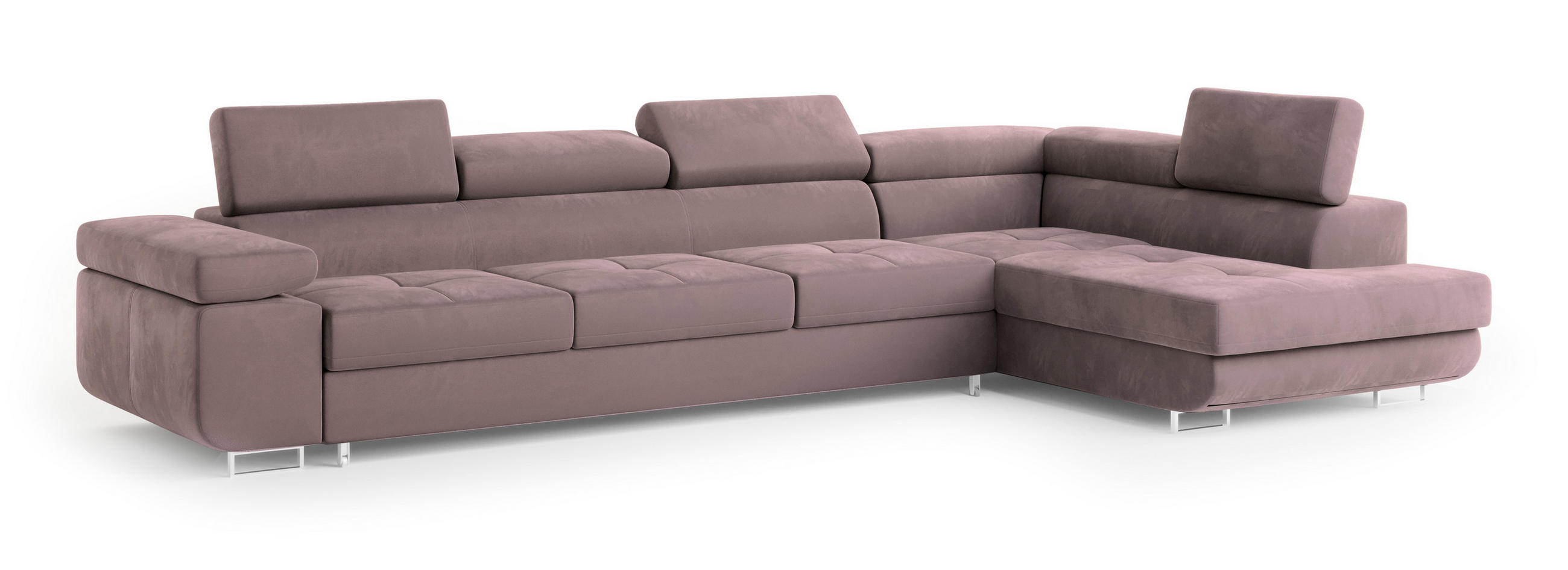 ROHOVÁ SEDAČKA VICENTE šeříková - stříbrná/šeříková, dřevo/kompozitní dřevo (346/202cm) - MASSENO