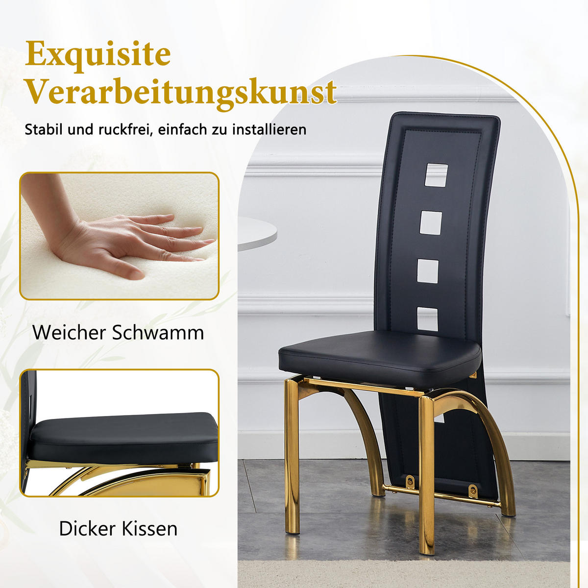 STUHL mit LED modernes Design Mehrfarbig 49x43x102.5 cm Leder 2er-Set - Multicolor, Leder (49/102.5/43cm) - SONNENH