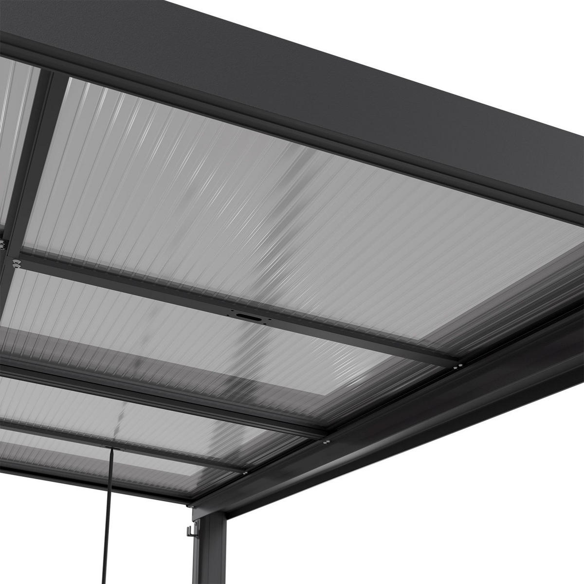 TERASSENDACH Jakarta 6x3m dunkelgrau mit Polycarbonatplatten - Dunkelgrau, Metall (300/254/600cm) - Juskys