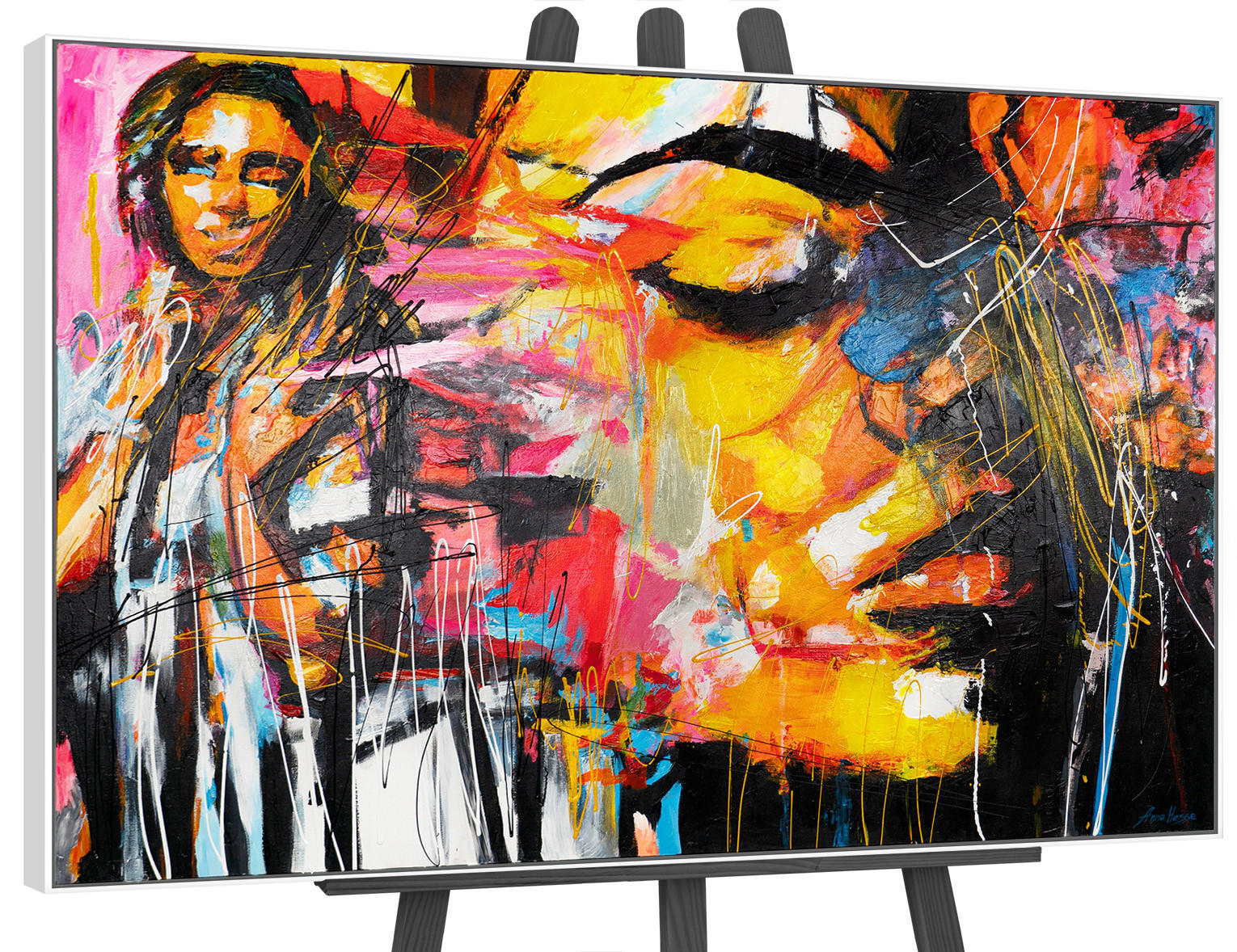 GEMÄLDE Symphonie der Farben Schattenfugenrahmen Weiß 140x100 cm - Weiß, Holz (140/100cm) - YS-art gallery