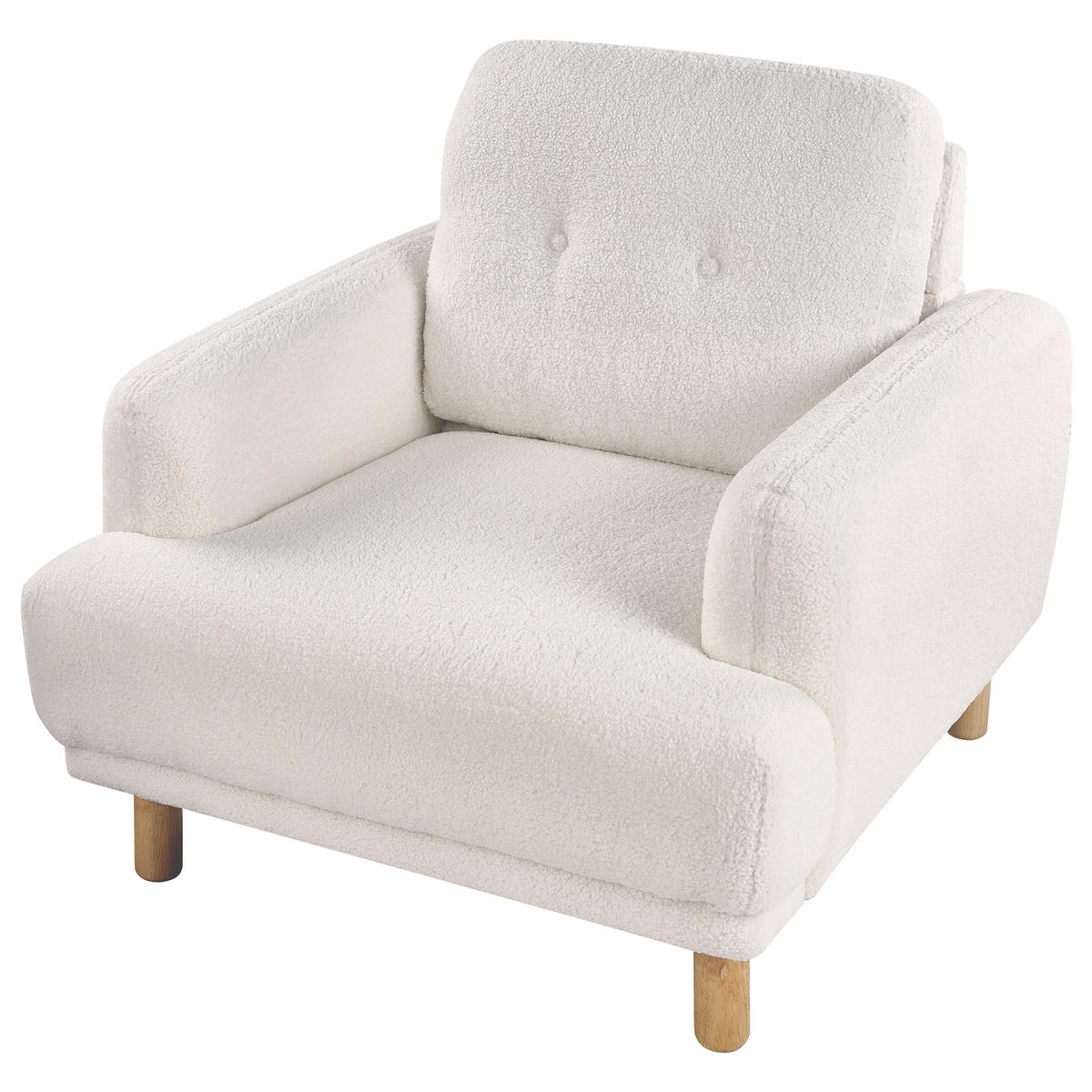 SESSEL Bouclé Weiß Tuve - Hellbraun/Weiß, Textil (88/85/90cm) - Beliani
