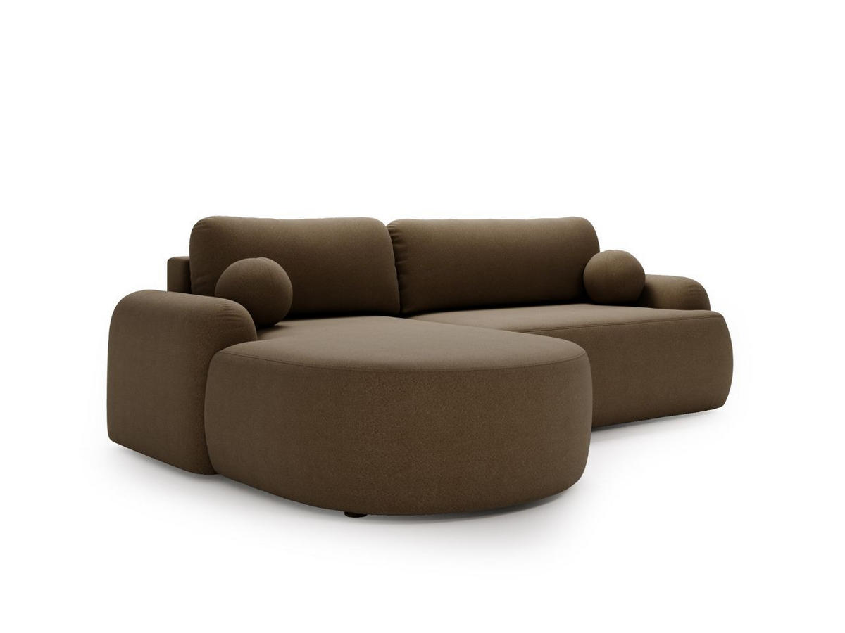 ECKSOFA Aurio Dunkelbraun Links - Dunkelbraun, Holz/Textil (177/261cm) - Graingold