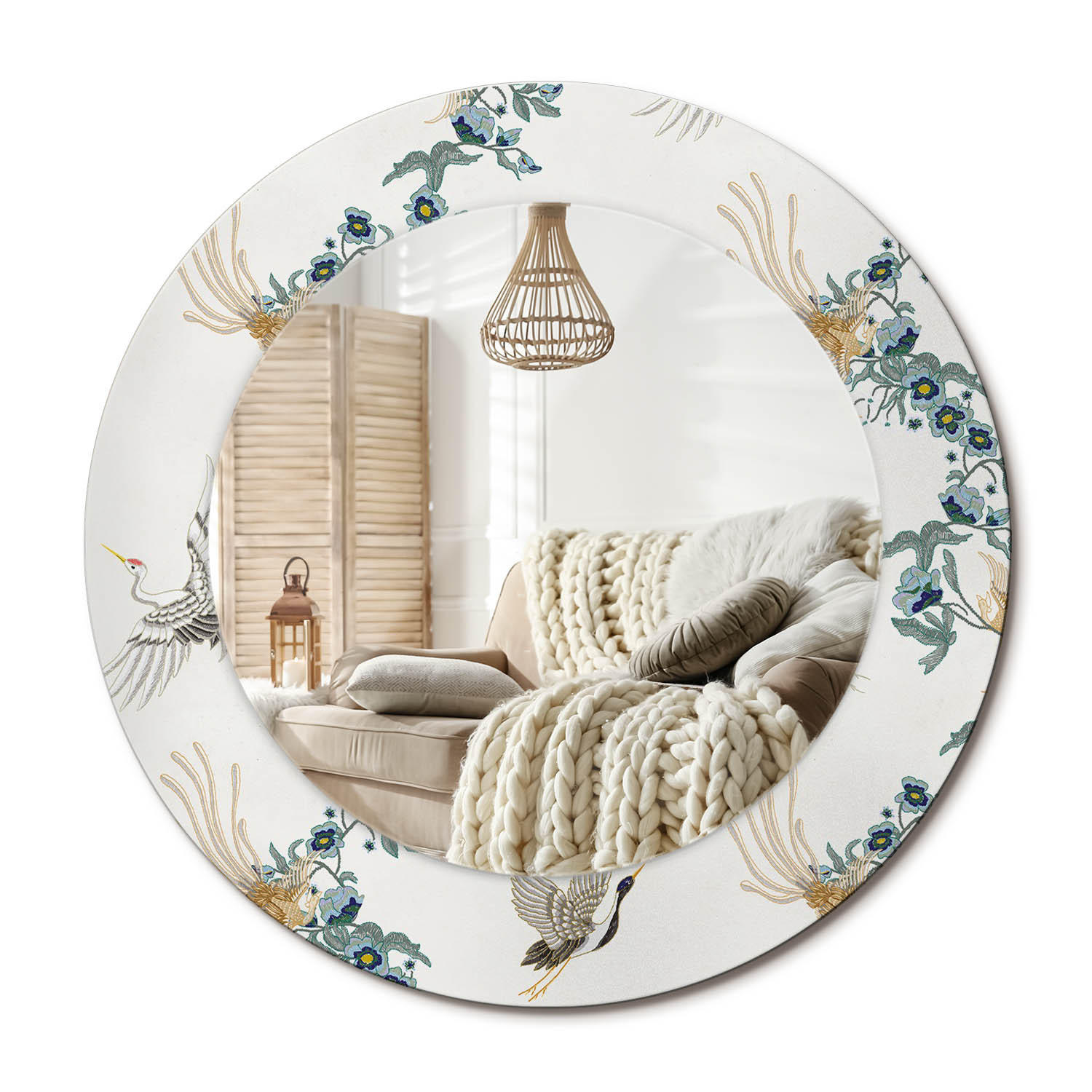 SPIEGEL Rund Ø 50 cm mit Aufdruck - Multicolor, Glas (50/50/0.4cm) - Wallfluent