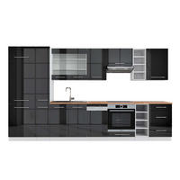 KÜCHENZEILE Fame-Line Anthrazit Hochglanz/Weiß 355 cm, AP Eiche - Anthrazit/Weiß, Holzwerkstoff (355/81.6/60cm) - Vicco