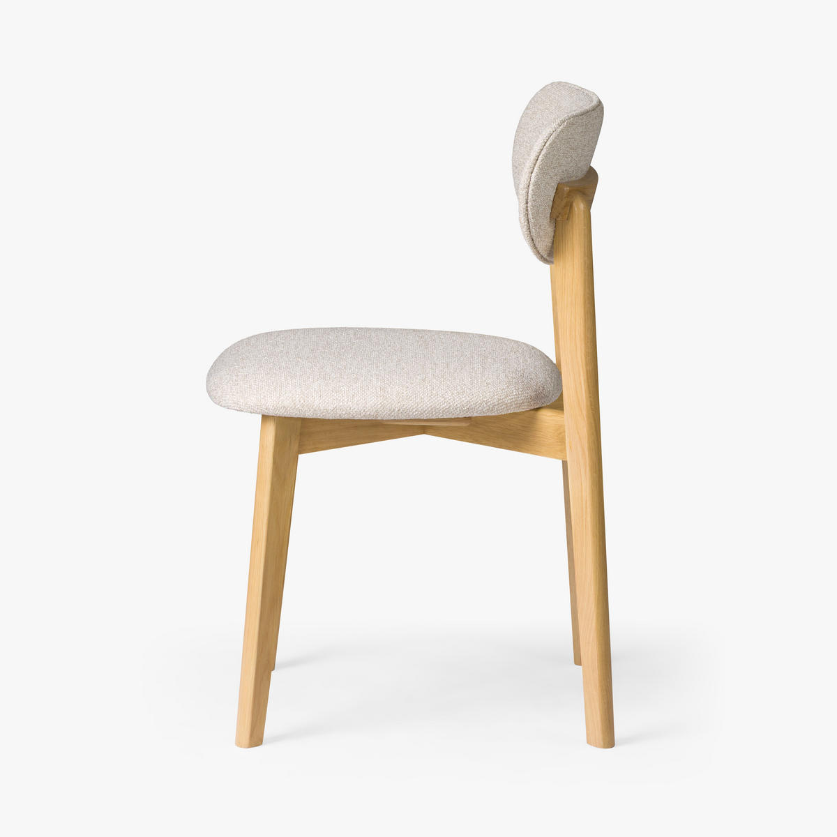 ESSZIMMERSTUHL Theo 2er Set, Natur Eiche + beiger Stoff - Creme, Holz (48.5/79/53.2cm) - WOODEK