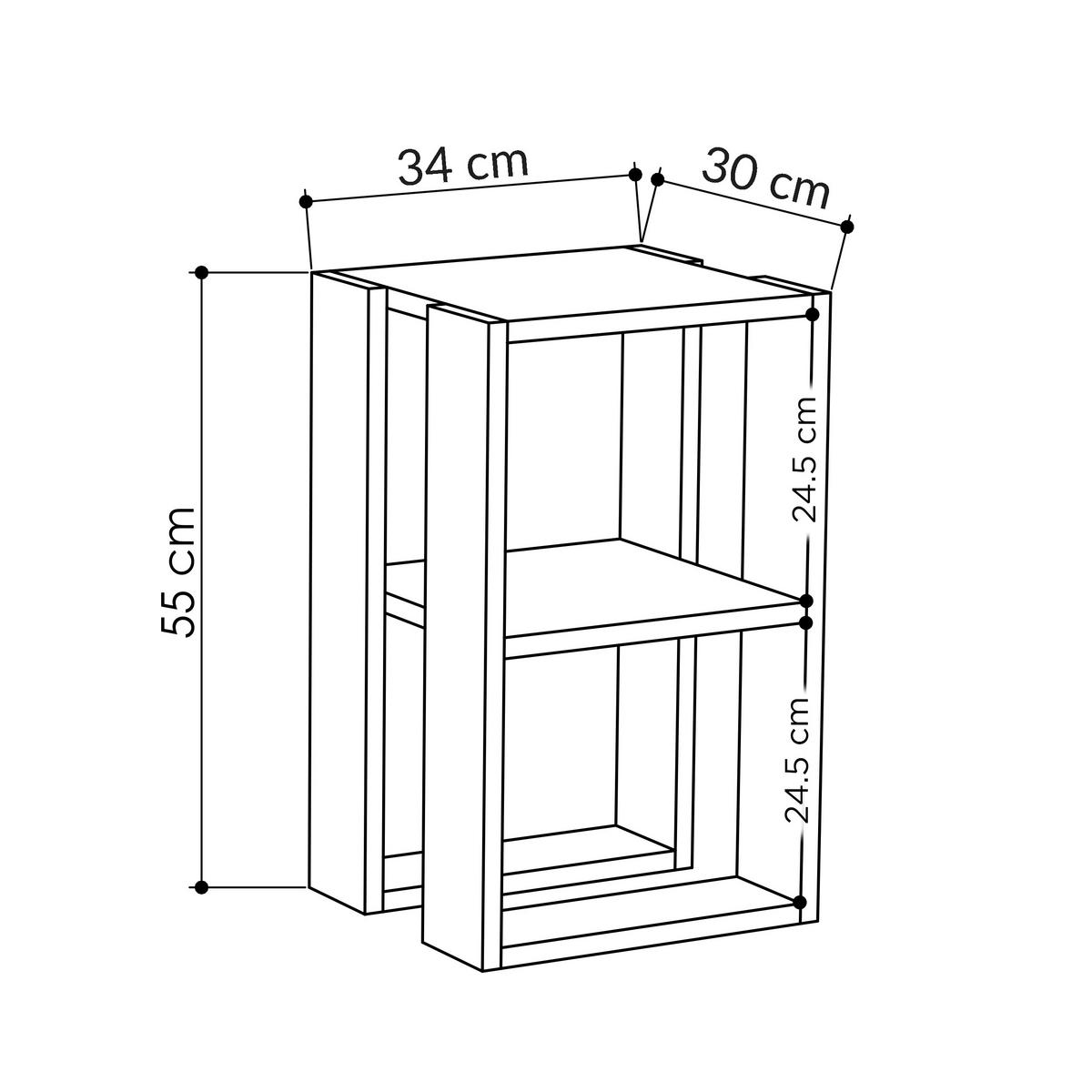 NACHTTISCH Lonie Anthrazit 34/30/55 cm - Anthrazit, Holzwerkstoff (34/55/30cm) - Decortie