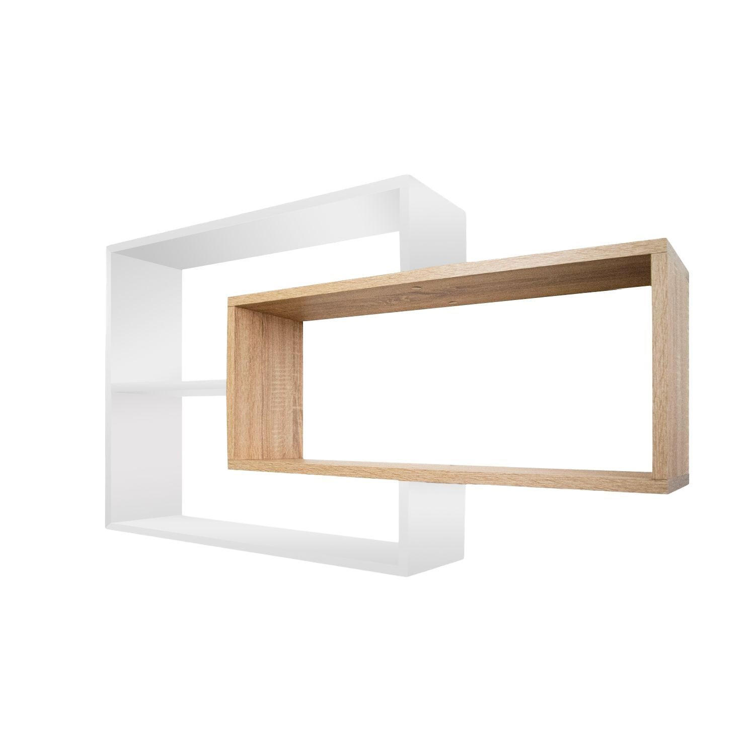 SCHWEBEREGAL KARO Weiß/Natur - Weiß/Naturfarben, Holzwerkstoff (20/59/104cm) - Mein-Regal