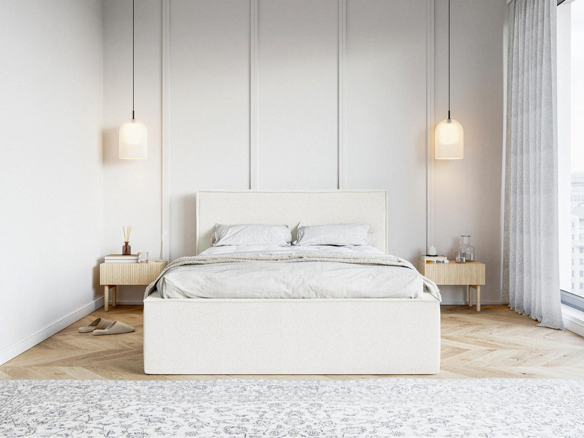 POLSTERBETT LUCERA Creme 180x200 cm - Creme/Schwarz, Holz/Textil (180/200cm) - Selsey