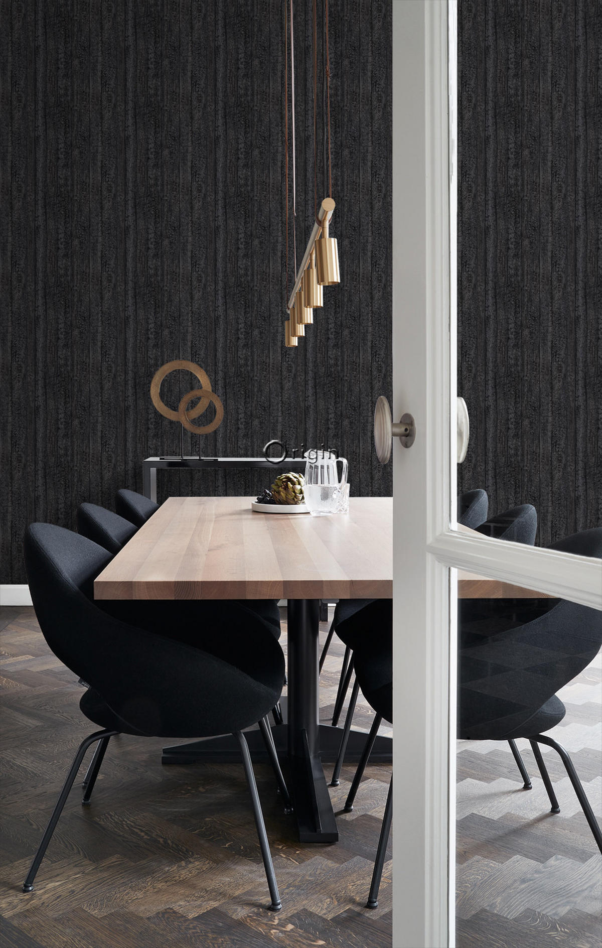 TAPETE Holz-optik 53 cm x 10.05 m - Schwarz, Papier (53/1000cm) - Origin Wallcoverings