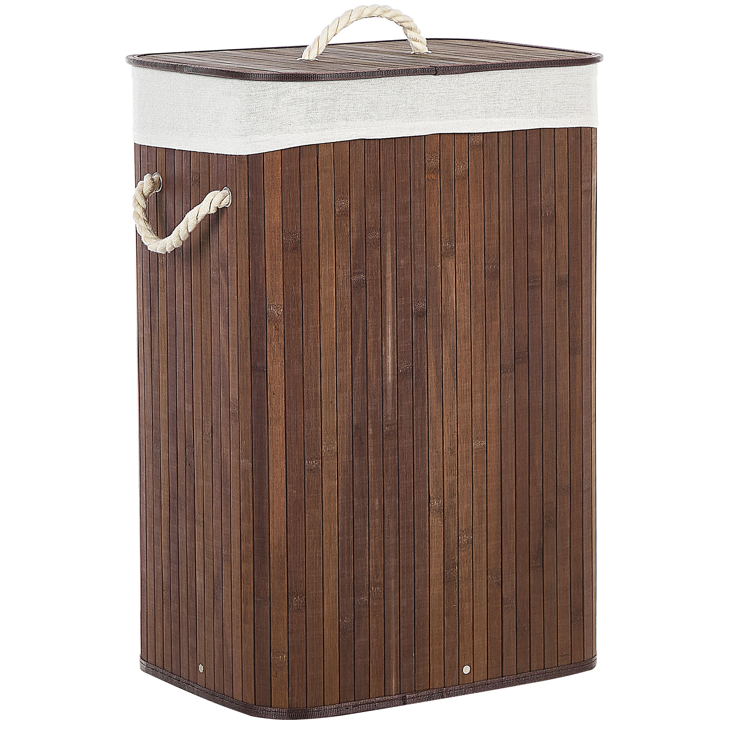 KORB Dunkler Holzfarbton Komari - Dunkelbraun/Weiß, Holz (40/60/30cm) - Beliani