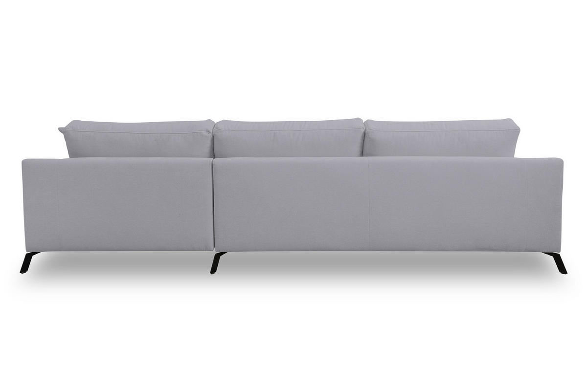 ECKSOFA Aspen in L-Form, Coach Farbe: Hellgrau, Velourstoff, Ottomane Rechts - Hellgrau, Textil (312/187cm) - VENASI MÖBEL