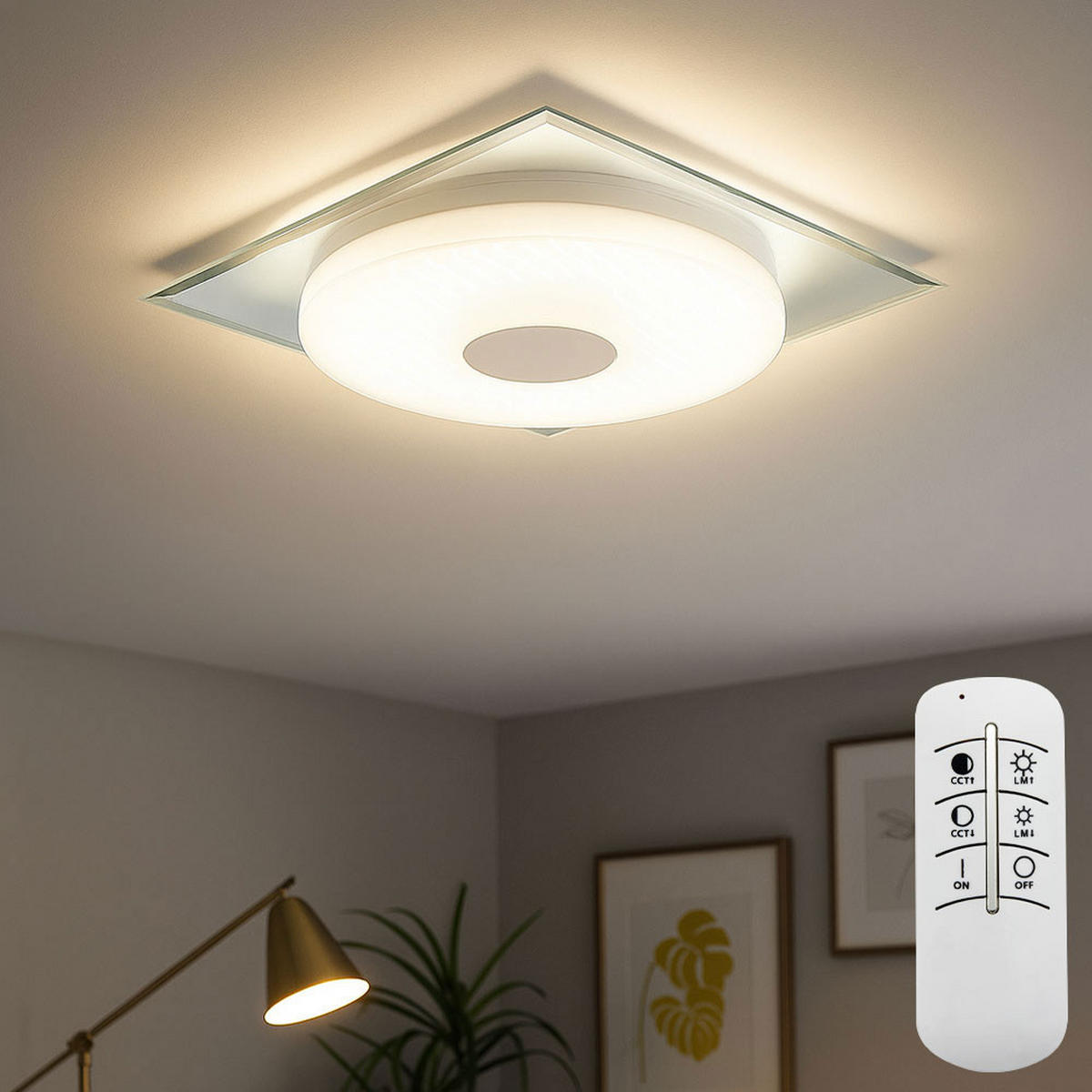 LED DECKENLEUCHTE Metall Weiß mit 3D Effekt - Weiß, Metall (45/45/5cm) - Globo Lighting