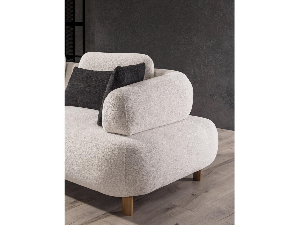 SOFA Barcelona 3-Sitzer Webstoff Creme - Beige, Holz/Textil (230/79/110cm) - Villa Möbel