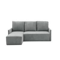 ECKSOFA GARDA L Links mit Schlaffunktion 132x198 Cord Grau - Schwarz/Grau, Holz/Kunststoff (209/145cm) - NACANAPA