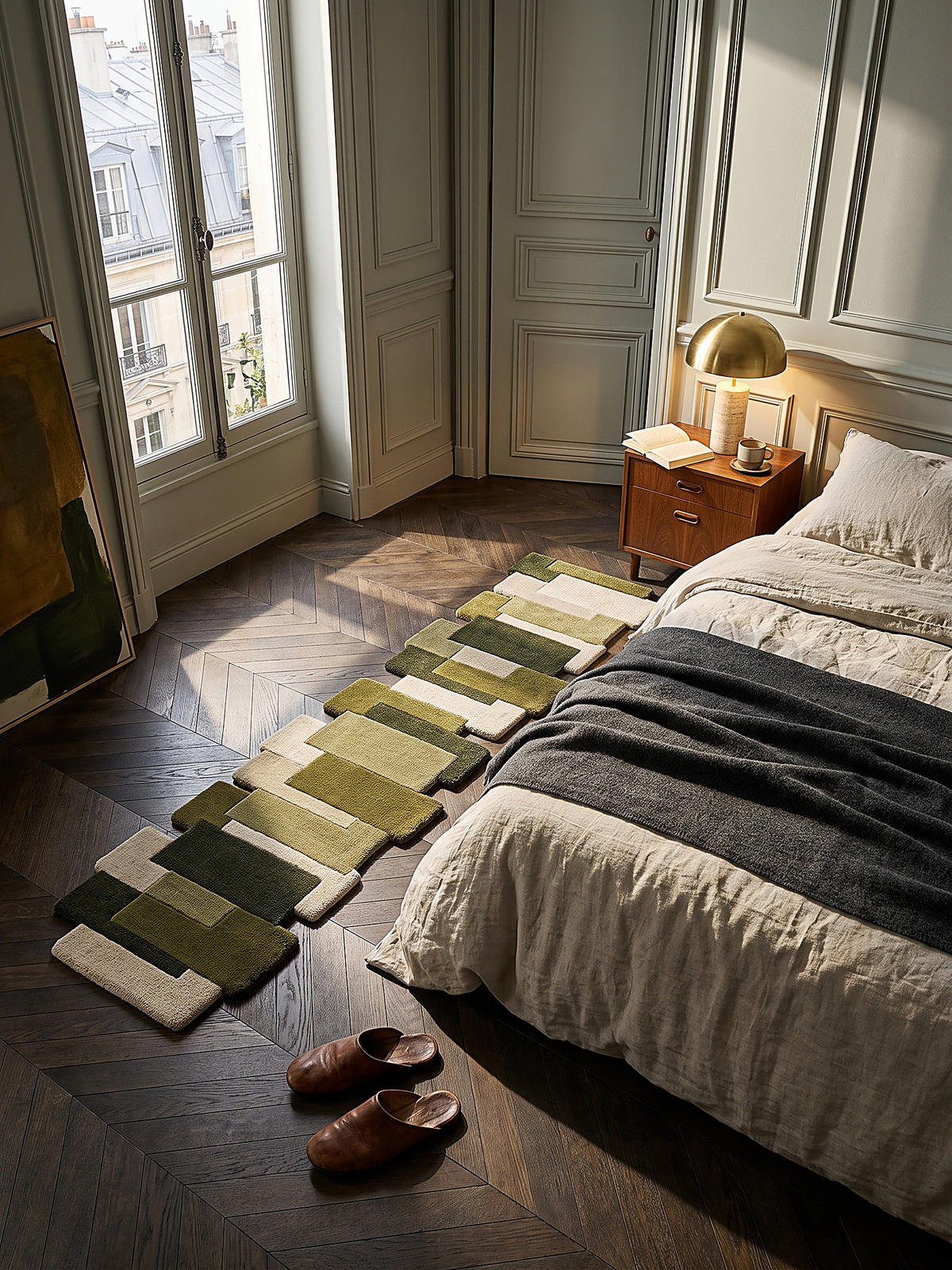 TEPPICHLÄUFER handgetuftet HALLEIN, Farbblöcke, Erdtöne-Grün, 60 x 230 cm - Grün, Textil (60/230cm) - KADIMA DESIGN