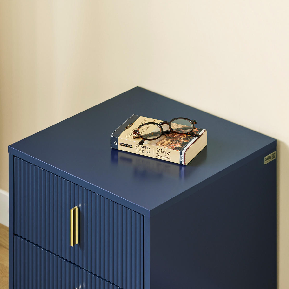 NACHTTISCH Blau - Blau, Holzwerkstoff (40/47/40cm) - SoBuy